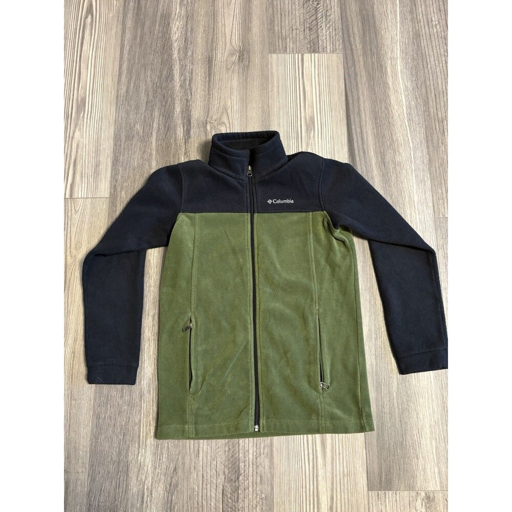 Columbia Full-Zip Fleece Jacket Womens Size L 14-16 Gray Green Two Tone